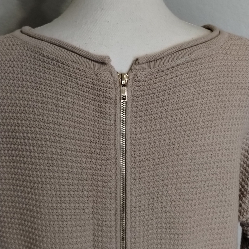 INTIMISSIMI Sweater Dress Knit Size Large zip back beige tan crochet - Picture 6 of 12